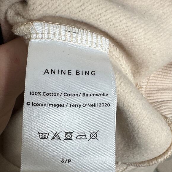 ANINE BING Tiger Muse Sweatshirt Taupe Cream Sz S $220 {X12} - Picture 7 of 7